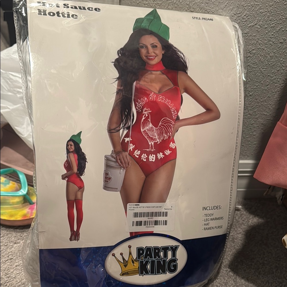 Party King Hot Sriracha Sauce Hottie Costume - Red - Halloween Costume